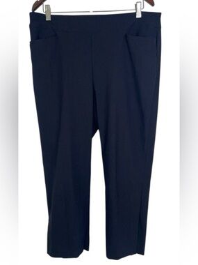 Chicos straight leg ankle crop pants ponte knit black women 14 career minimalist